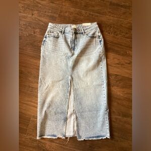 NWT Maurice’s Long Blue Maxi Denim Skirt Sz 14 Frayed Hem Modest  #26